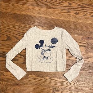 EUC GAP x Disney Gray Long Sleeve tee with Mickey Mouse Graphic; L